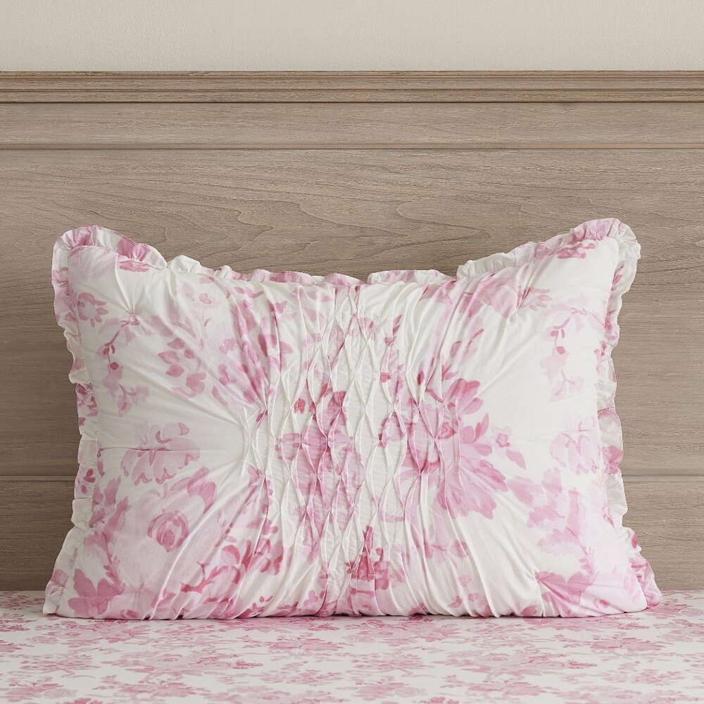 2 LoveShackFancy Garden Damask Smocked Standard Shams Pillow Cover Pink Floral